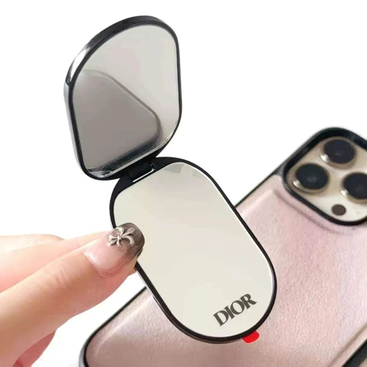 Dior Phone Ring Holder with Integrated Compact Vanity Mirror.