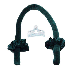 Heatless Curling Rod Headband with silk velvet rollers, scrunchies, and claw clip for overnight curls on long and medium hair