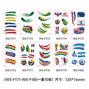 Tattoo stickers for the US, Canada, Mexico World Cup football rugby tournament, America's Cup face paper, waterproof sweat-resistant hair 10 sheets.
