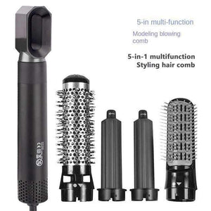 5-in-1 Professional Air Styler & Hair Dryer – Multi-Head Hot Air Brush Set for Curling, Straightening, and Volumizing | Ionic Hair Styling Wand with Auto-Wrap Barrels.