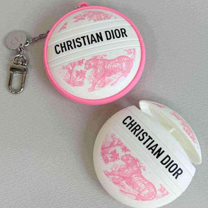 Christian Dior Toile de Jouy Pink Tiger AirPods Case with keychain and luxe silicone protection