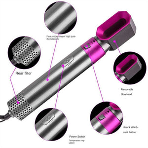 5-in-1 Professional Air Styler & Hair Dryer – Multi-Head Hot Air Brush Set for Curling, Straightening, and Volumizing | Ionic Hair Styling Wand with Auto-Wrap Barrels.