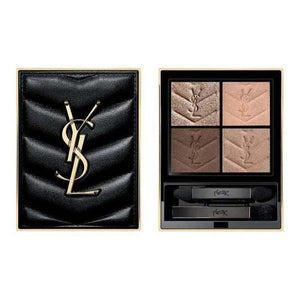 YSL Saint Laurent Couture Mini Clutch Eyeshadow Palette in gold leather-effect compact with four versatile shades and dual-ended applicators
