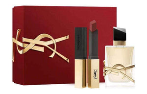 YSL Saint Laurent Long-lasting Lipstick Gift Box with Libre Eau de Parfum and Slim Matte Lipstick in luxury red and gold packaging