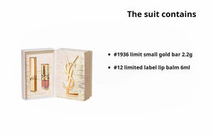 YSL Saint Laurent Lipstick and Lip Gloss Makeup Set - Limited Edition Luxury Gold Set: Easy-to-Apply, Moisturizing, Long-Lasting Mini Lipstick (2.2g) + Kissing Lip Gel (6ml) - A Birthday/New Year's Gift for Your Girlfriend