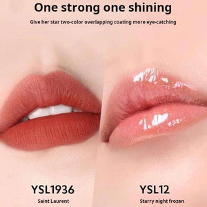 YSL Saint Laurent Lipstick and Lip Gloss Makeup Set - Limited Edition Luxury Gold Set: Easy-to-Apply, Moisturizing, Long-Lasting Mini Lipstick (2.2g) + Kissing Lip Gel (6ml) - A Birthday/New Year's Gift for Your Girlfriend