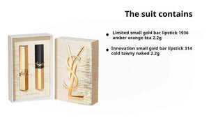 YSL Saint Laurent Limited Edition Gold Bar Gift Set with Two Lipsticks (Matte Natural Color) 2.2g*2 A perfect birthday or New Year's gift for your girlfriend.
