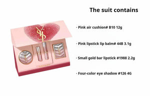 YSL Saint Laurent Pink Star Limited Edition Makeup Set, 2026 Valentine's Day Collection: Easy-on Natural Cushion (12g) + Powder Tube (3.1g) + Lipstick (2.2g) + Eyeshadow (4g) A perfect birthday or New Year's gift for your girlfriend.