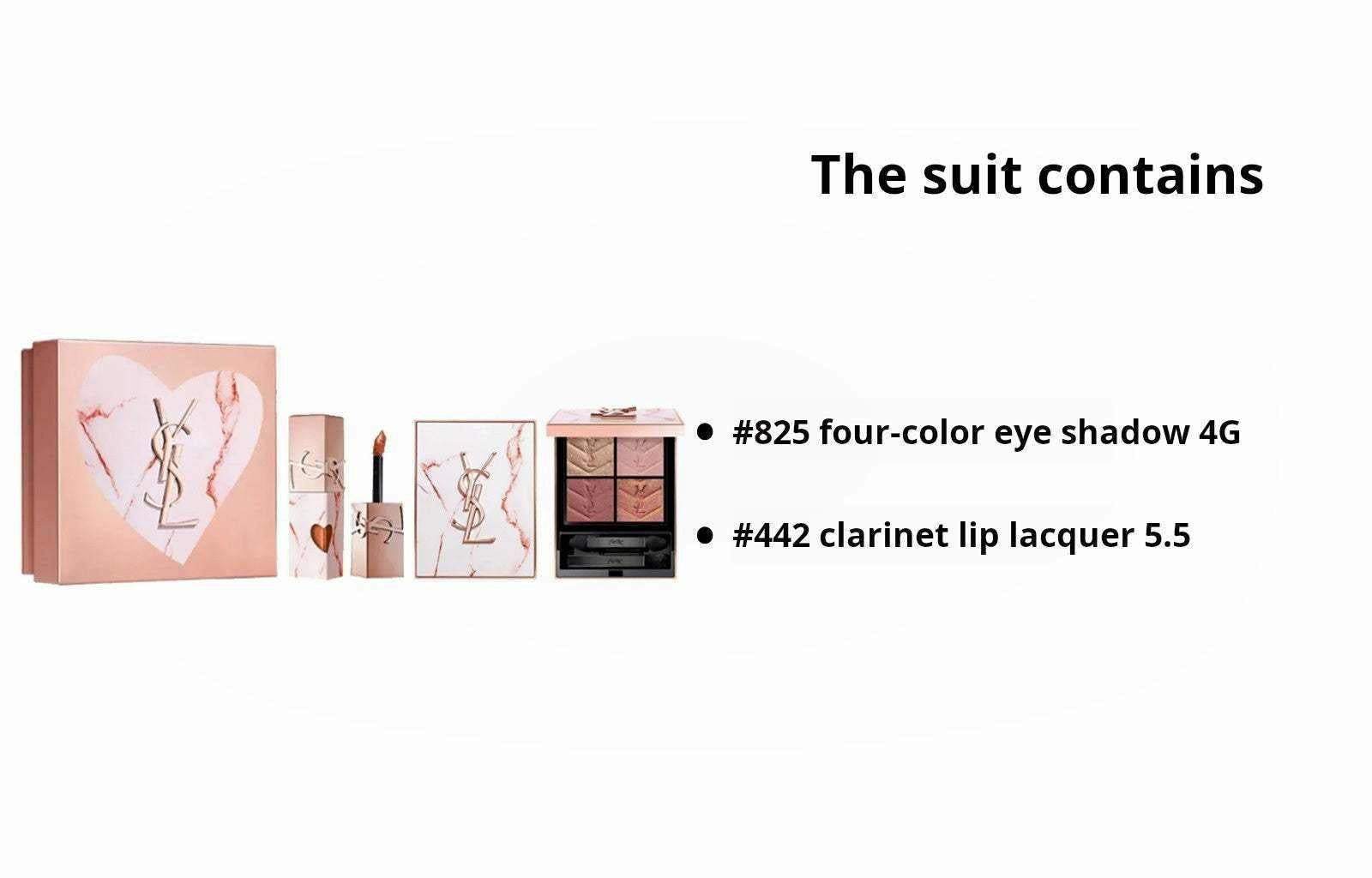 YSL Limited Edition Marble Heart Makeup Set: Eyeshadow & Lip Lacquer.