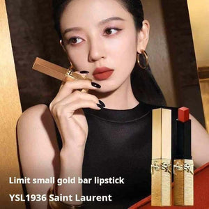 YSL Saint Laurent Limited Edition Gold Two-Piece Makeup Set: Natural Complexion Quad Eyeshadow Palette (4g) + Mini Gold Bar Lipstick (2.2g) - A perfect birthday or New Year's gift for your girlfriend.