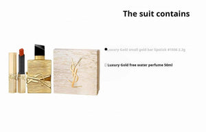 YSL Saint Laurent Limited Edition Fragrance Set: Floral Fruity Eau de Parfum EDP, Vanilla Whiskey Mini Gold Bar Lipstick 2.2g + Eau de Parfum 50ml