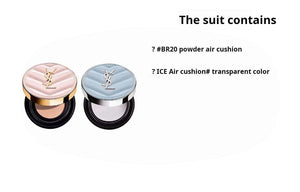 YSL Cushion Foundation Duo - Powder & Ice Transparent for Flawless Glow.