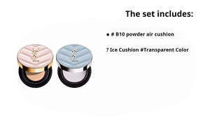 YSL Cushion Foundation Duo - Powder & Ice Transparent for Flawless Glow.