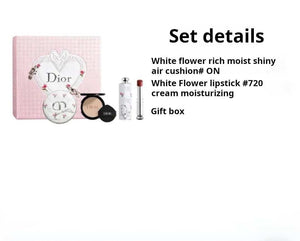DIOR White Floral Cushion & Lipstick Makeup Set