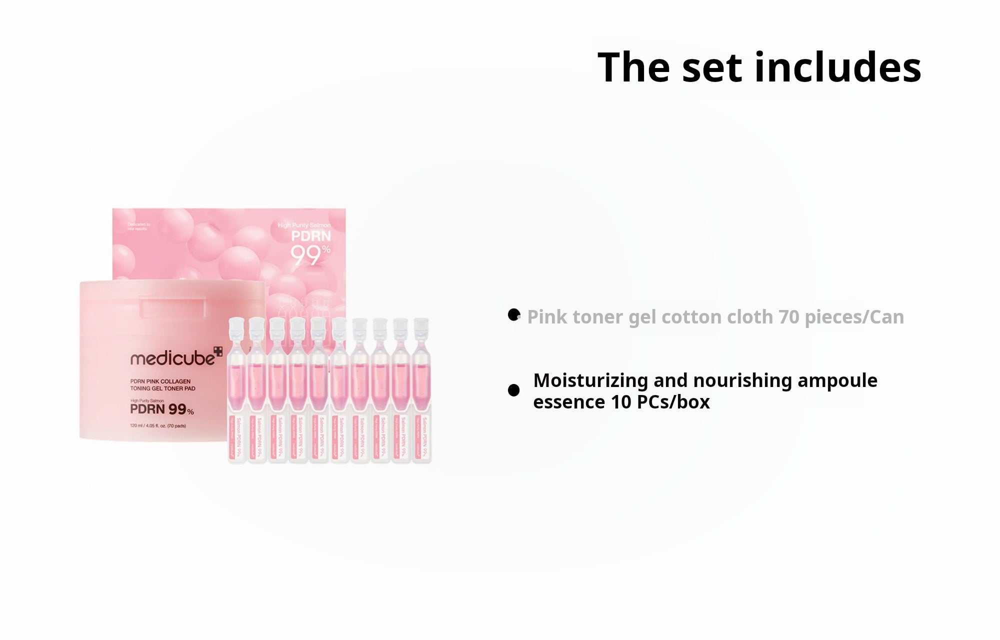Medidube Pink Dual Soothing Skincare Set Moisturizing and Moisturizing, 70 tablets + 10 tubes per box
