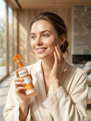 Dr.Melaxin Kojic Acid Turmeric Exfoliating Spray bottle for brightening skin with turmeric and niacinamide ingredients