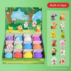 IYOKUJI CLUB 12-Piece Kids Bath Bomb Set with Surprise Toys.