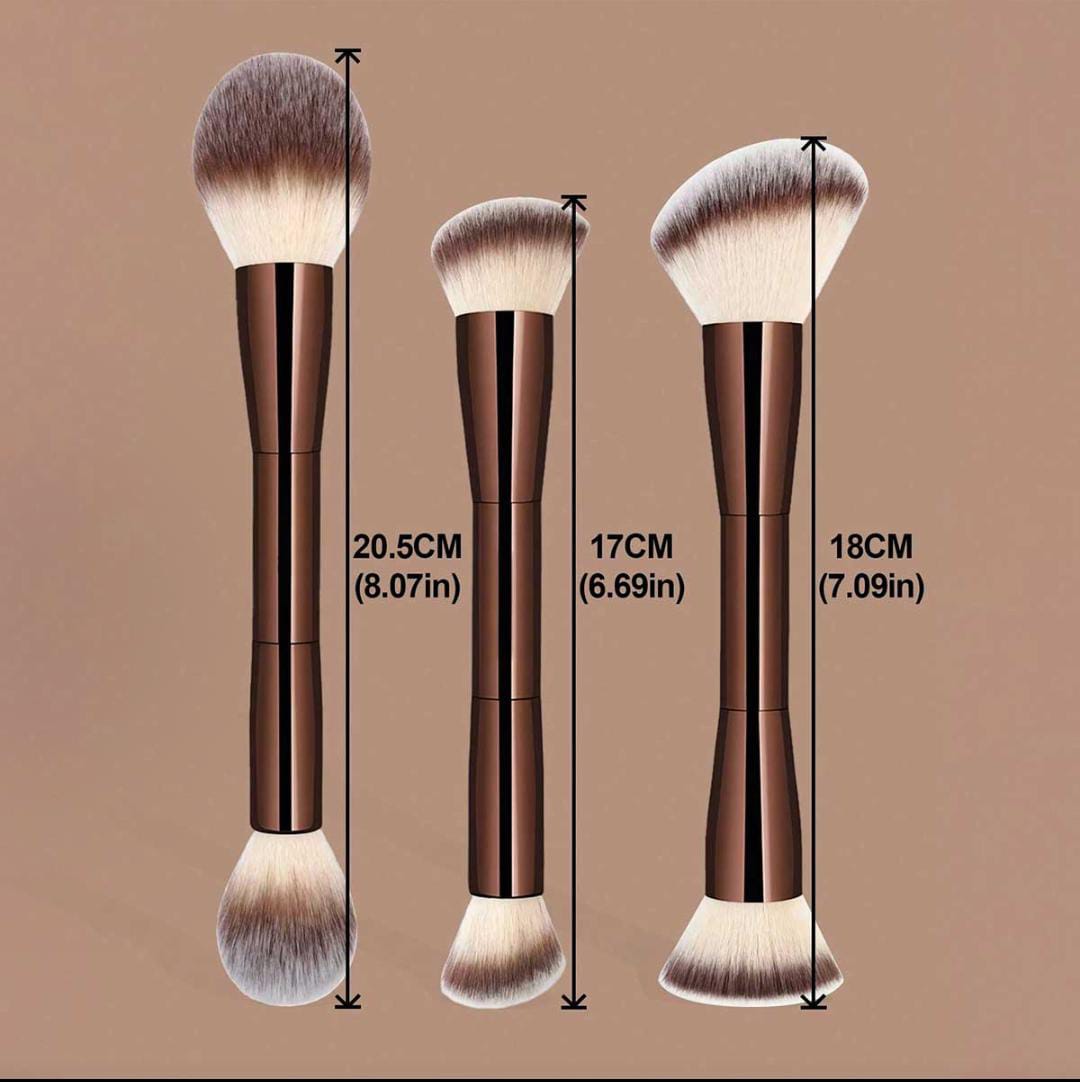 Yishi 3 coffee brown series multi-use double-headed makeup brush