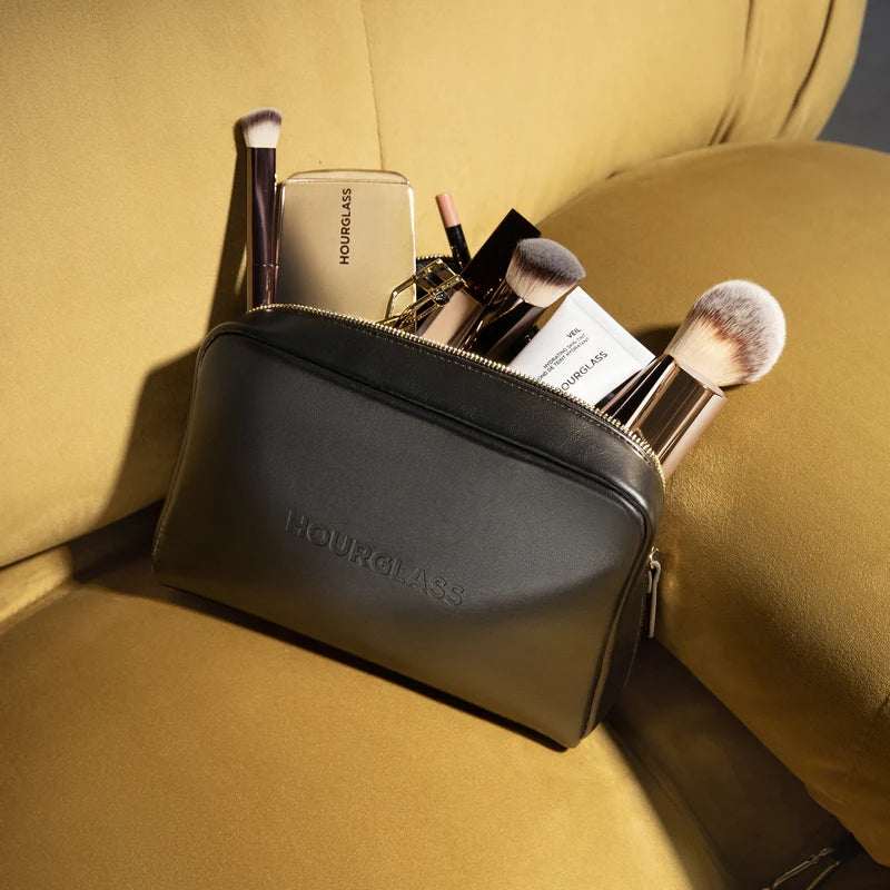 hourglass vegan leather makeup bag for portable storage