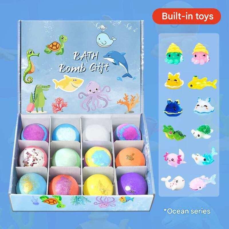 IYOKUJI CLUB 12-Piece Kids Bath Bomb Set with Surprise Toys.
