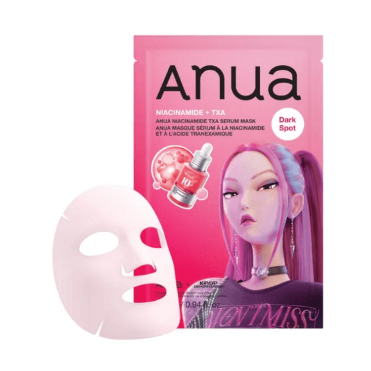 ماسك تفتيح البشرة Anua مع كيس وردي وقطعة ماسك ورقي