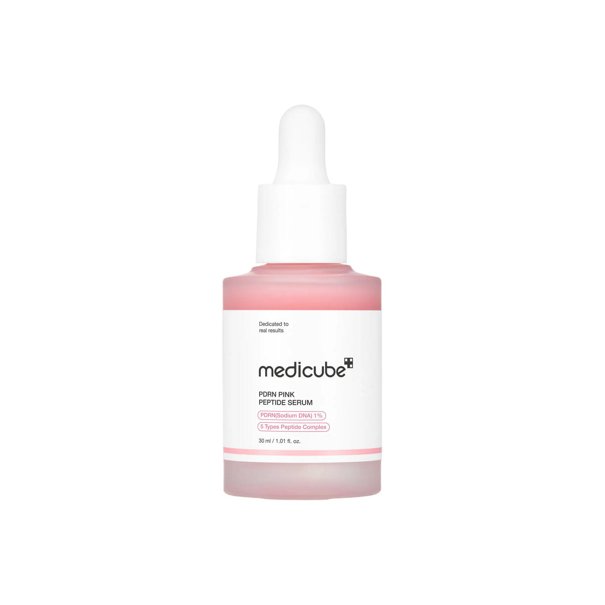 سيروم ميديكيوب PDRN Pink Peptide إسنس سائل بعبوة وردية وقطارة بيضاء