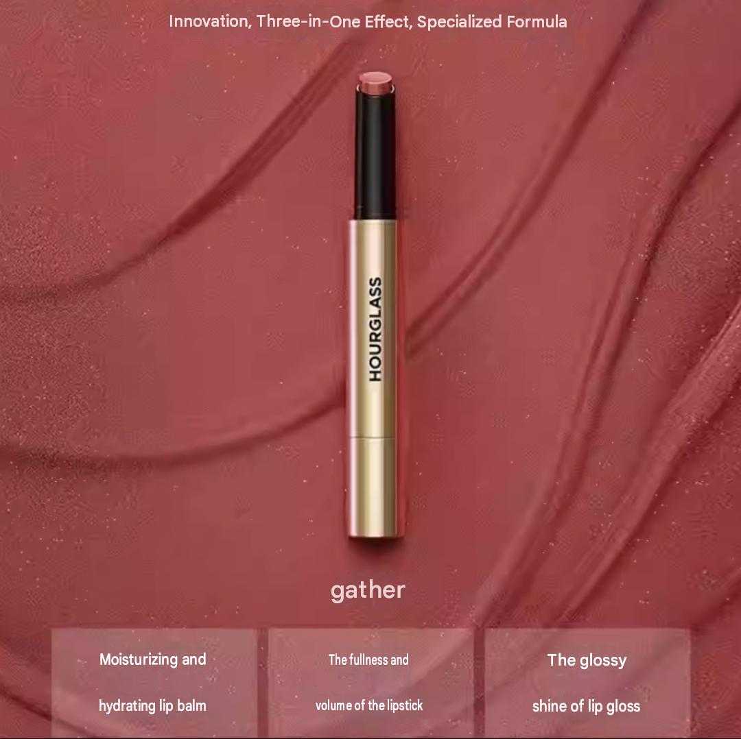 Hourglass light mist gold rabbit lipstick + small gold tube mouth red makeup set
