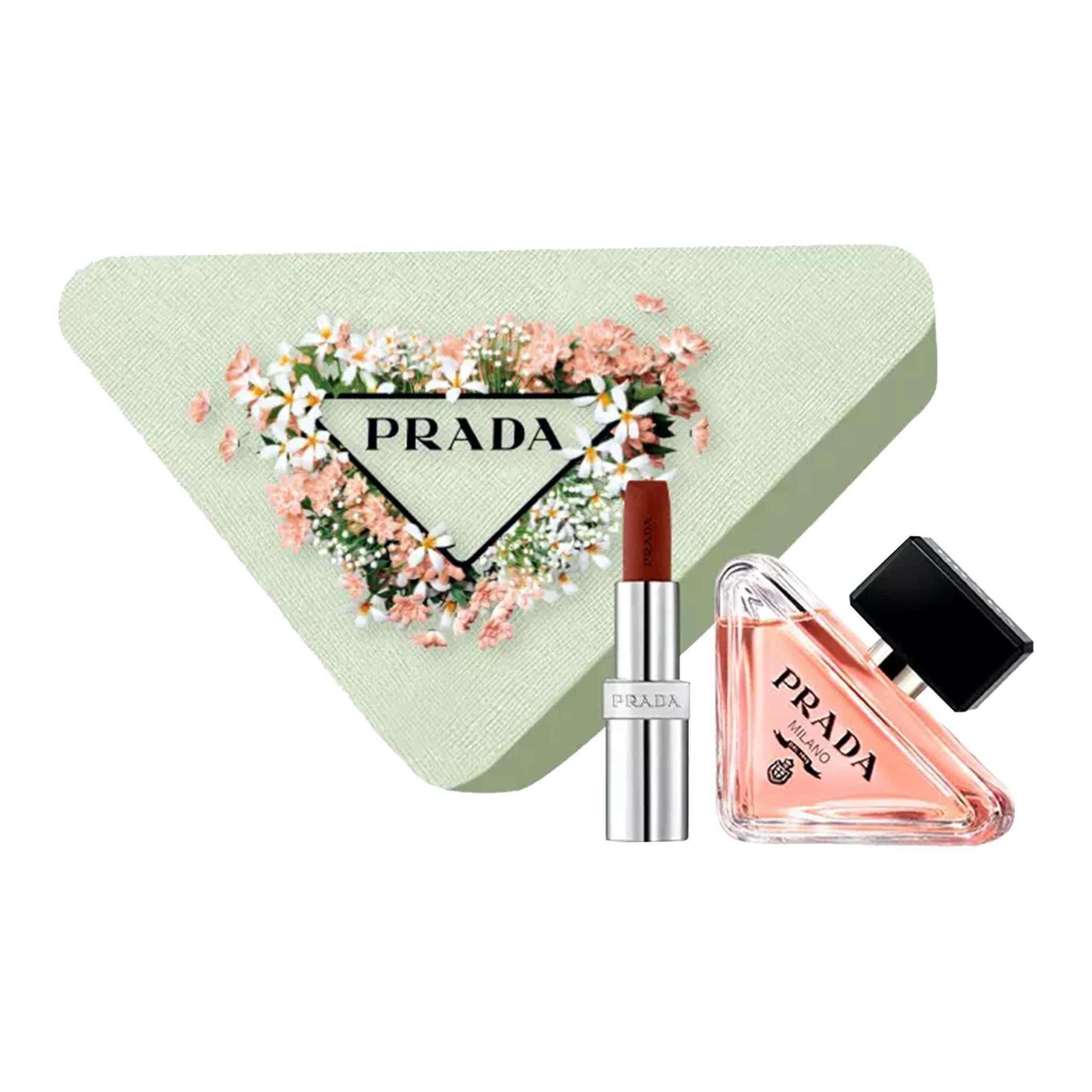 PRADA Heart Flower Lip Perfume Set EDP Bitter Orange Amber 50ml+3.8g.