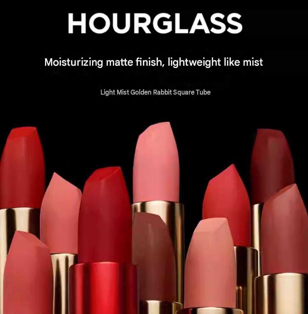 Hourglass light mist gold rabbit lipstick + small gold tube mouth red makeup set