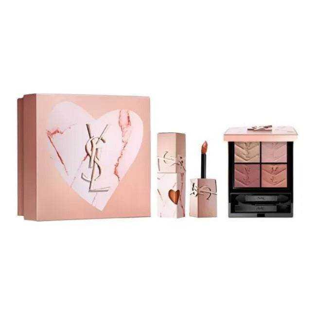 YSL Limited Edition Marble Heart Makeup Set: Eyeshadow & Lip Lacquer.
