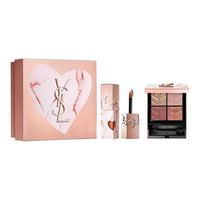 YSL Limited Edition Marble Heart Makeup Set: Eyeshadow & Lip Lacquer.