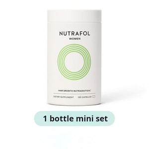 Nutrafol women's hair growth supplement container on a white background