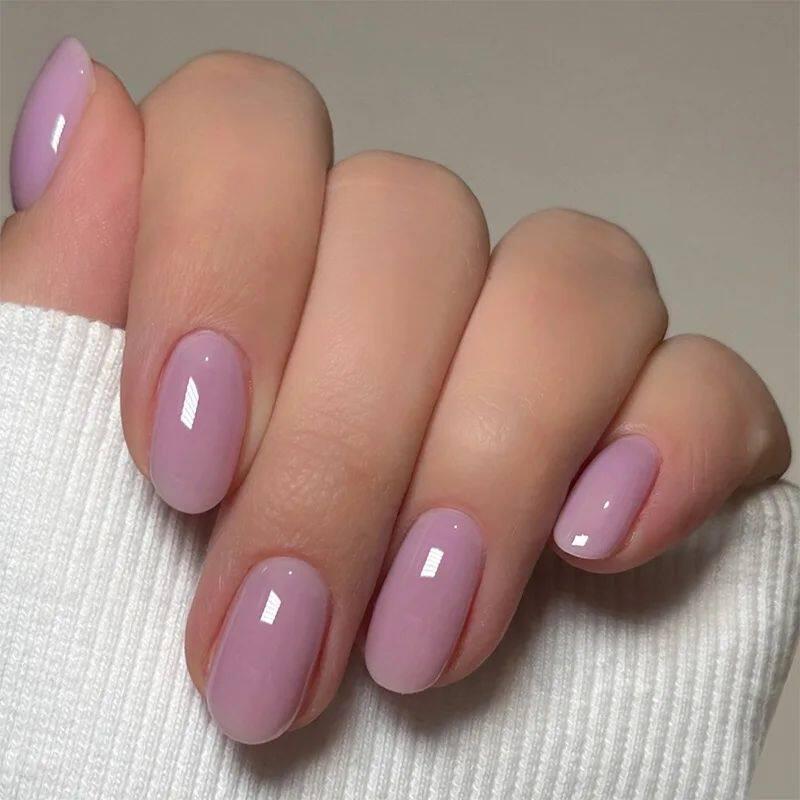 24pcs Simple Almond False Nails Sets Blush Design Press on N.