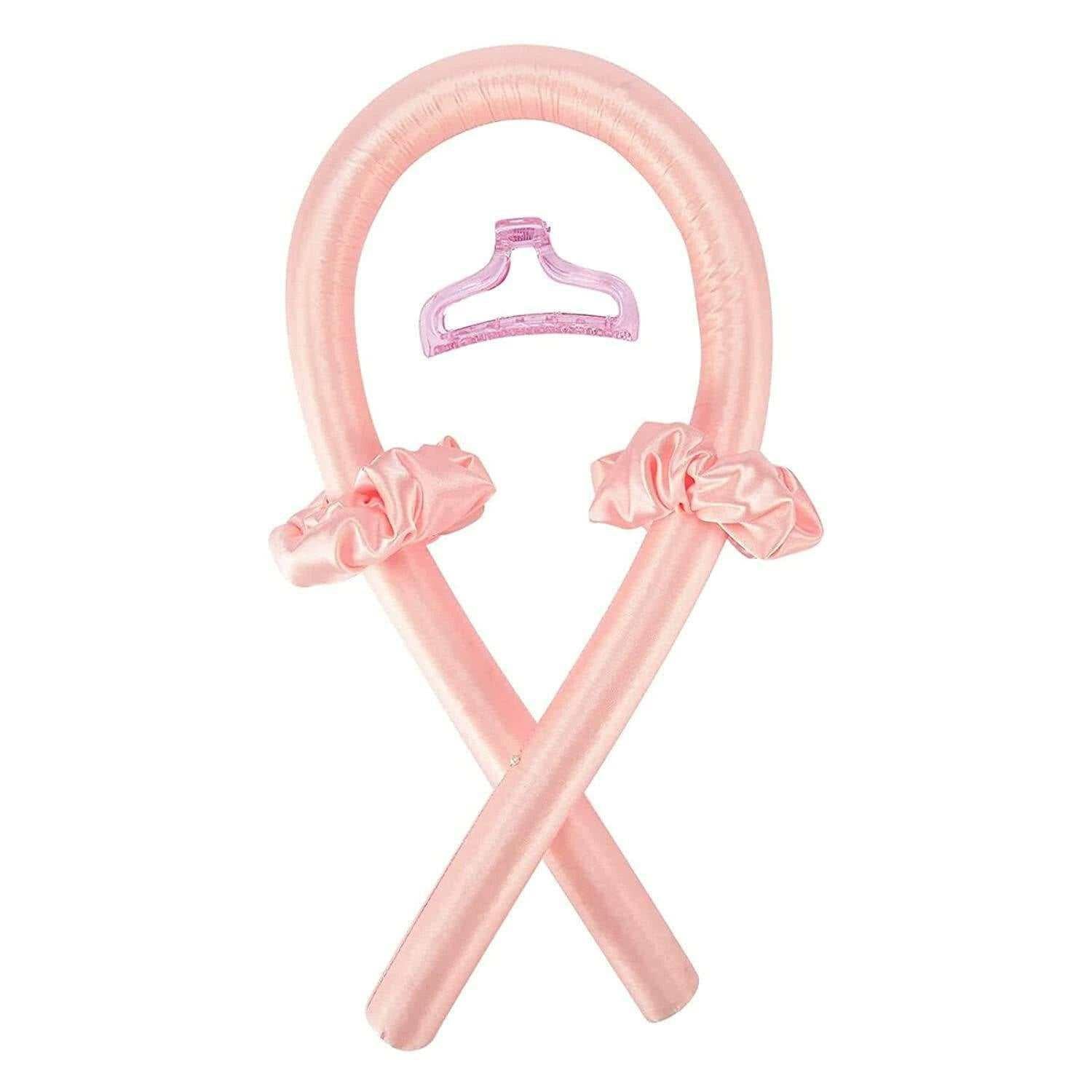 Heatless curling rod headband with silk velvet rollers, scrunchies, and claw clip for overnight curls