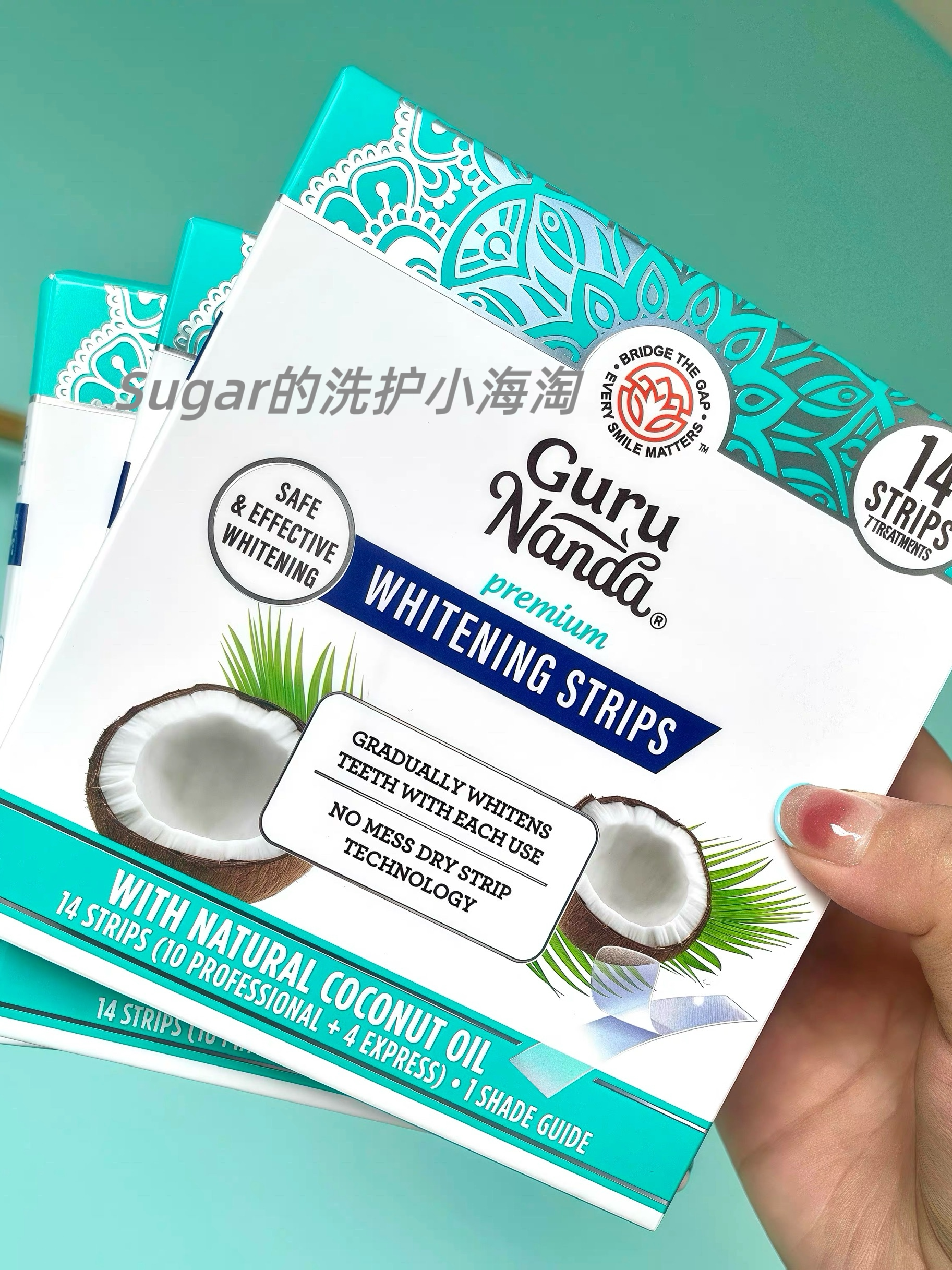 American GuruNanda Natural Coconut Oil Fresh and Gentle Yellowing and Whitening Clean Teeth Whitening Dental Strips 14 Strips.