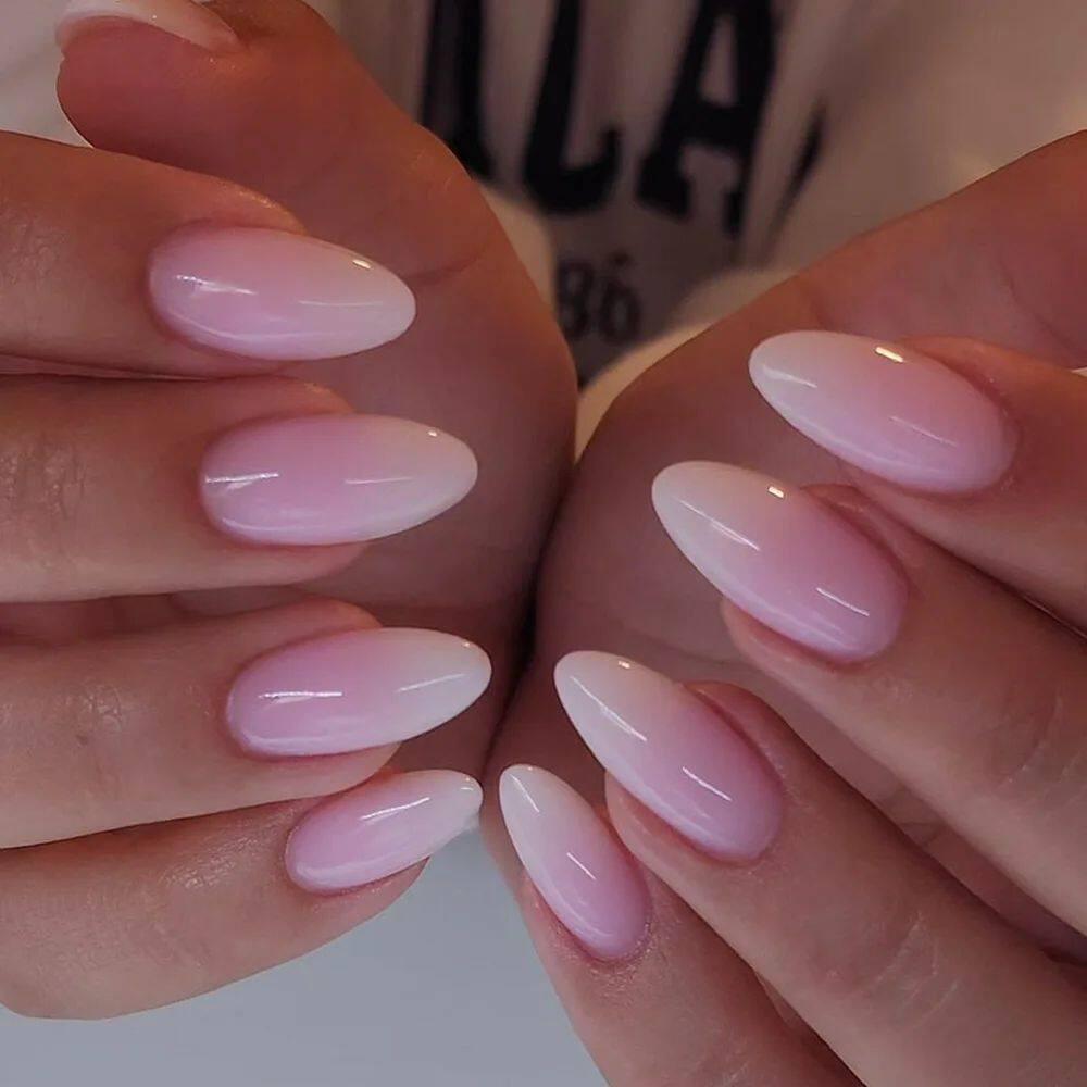 24pcs Simple Almond False Nails Sets Blush Design Press on N.