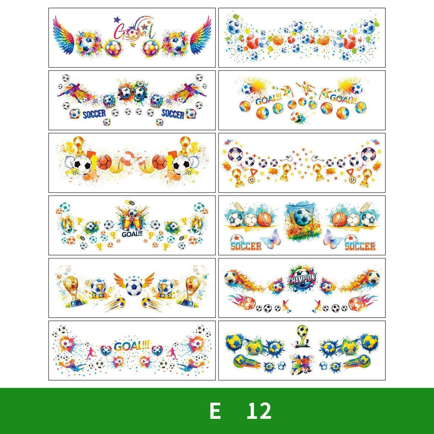 World Cup Watching Fan Face Atmosphere Decorative Sticker Waterproof Sticker, Durable Washable Luminous Football Tattoo Sticker.