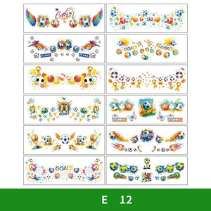 World Cup Watching Fan Face Atmosphere Decorative Sticker Waterproof Sticker, Durable Washable Luminous Football Tattoo Sticker.