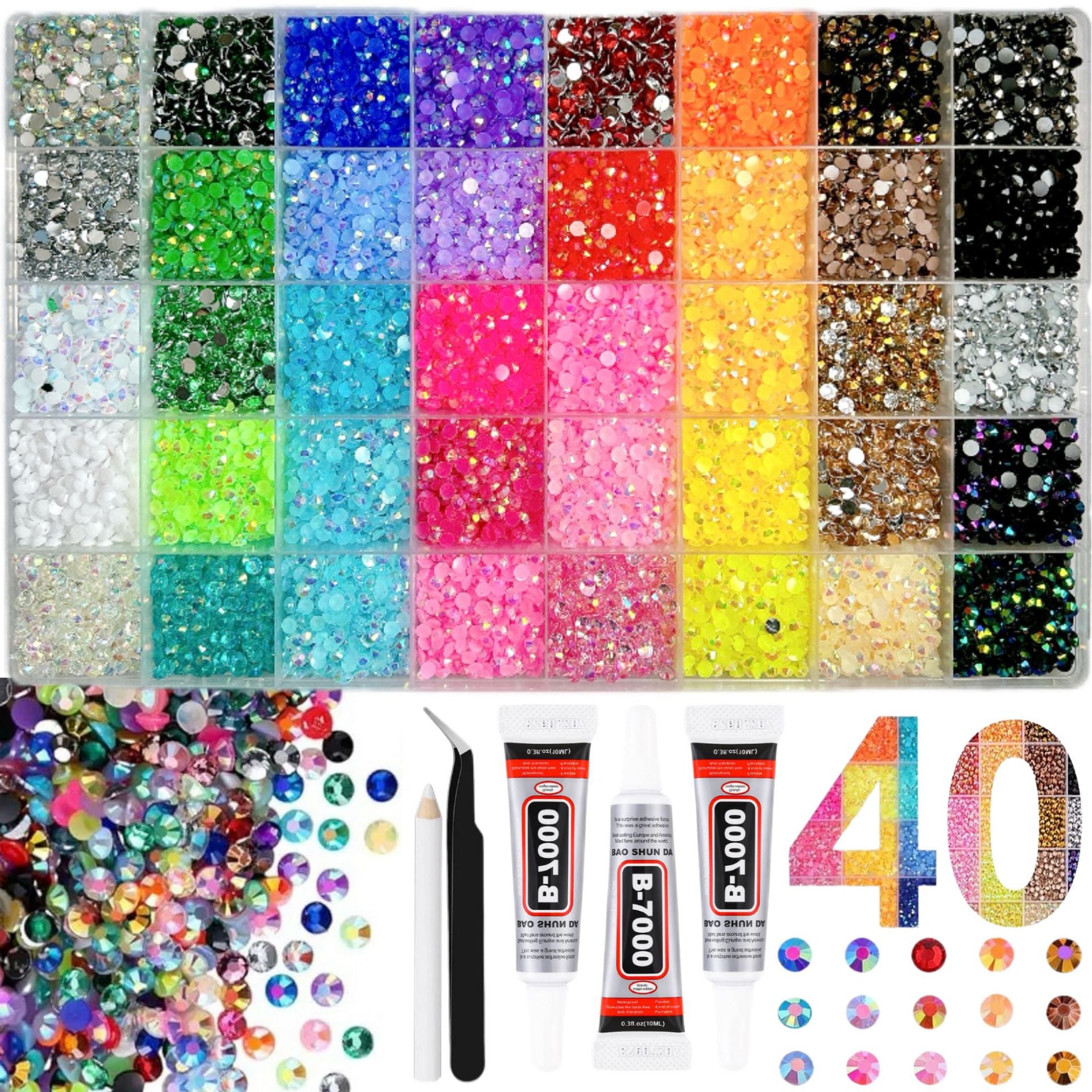 Multicolor Rhinestone Set for DIY Nail Art and Crafts.