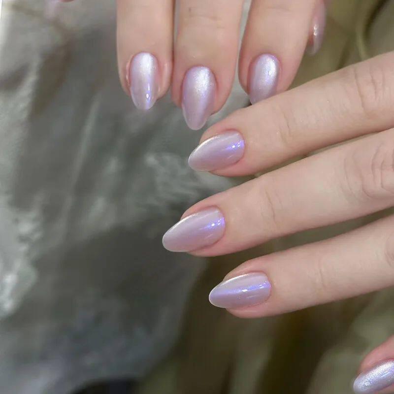 24pcs Simple Almond False Nails Sets Blush Design Press on N.
