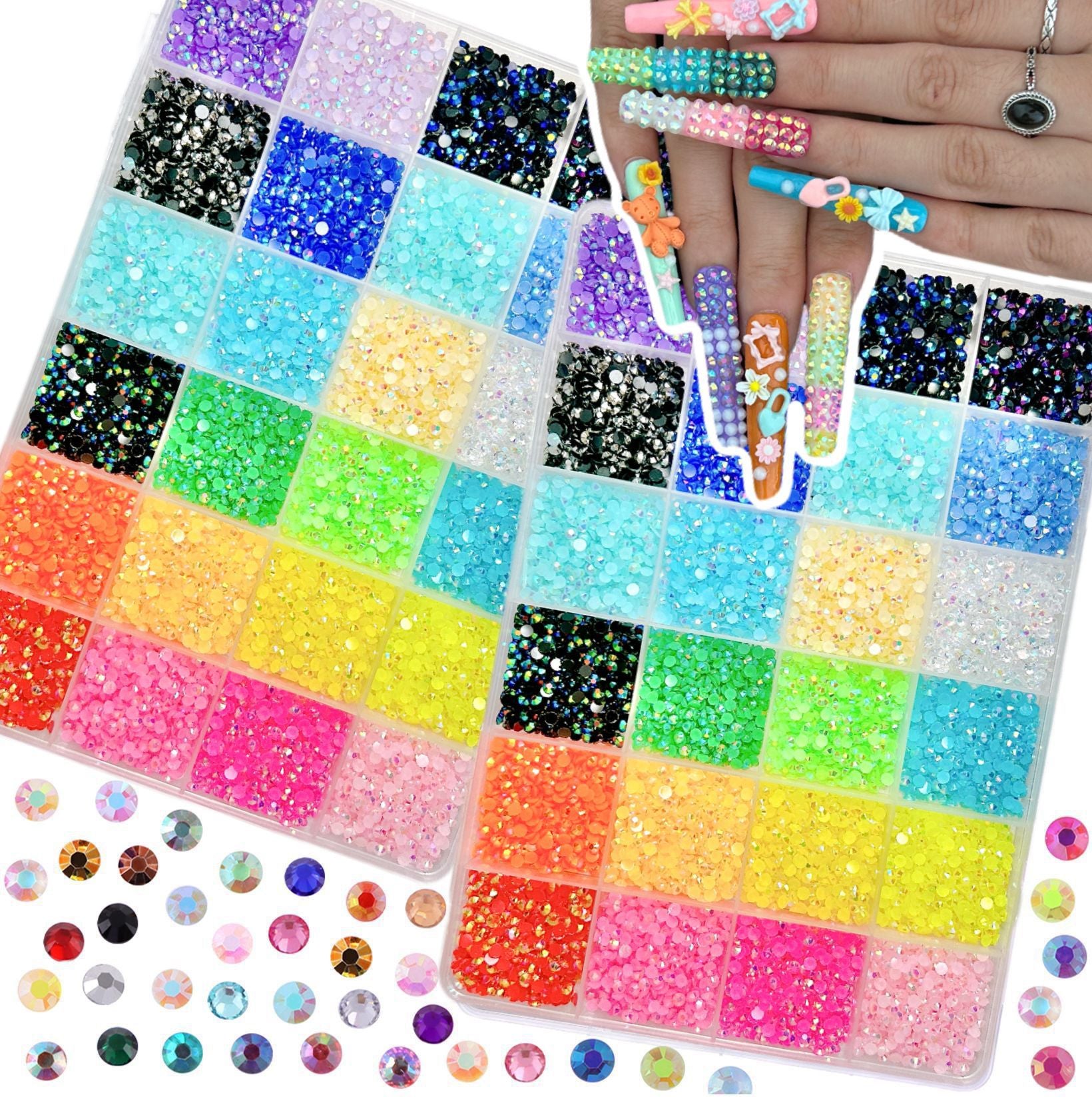Multicolor Rhinestone Set for DIY Nail Art and Crafts.