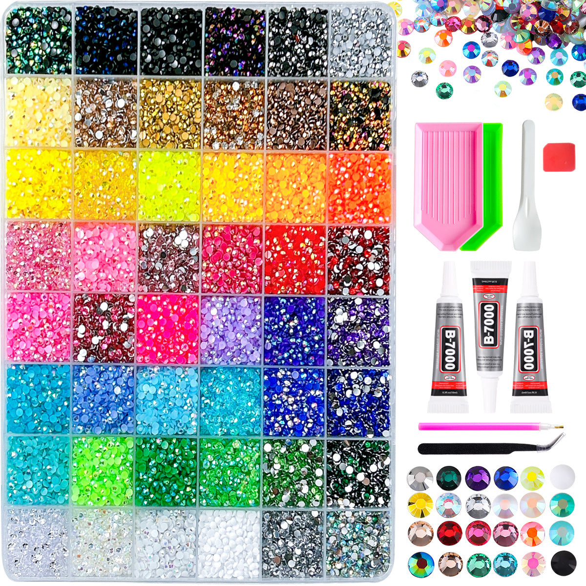 Multicolor Rhinestone Set for DIY Nail Art and Crafts.