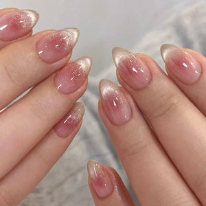 24pcs Simple Almond False Nails Sets Blush Design Press on N.