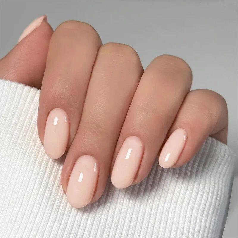 24pcs Simple Almond False Nails Sets Blush Design Press on N.