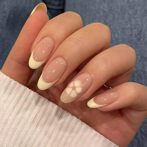 24pcs Simple Almond False Nails Sets Blush Design Press on N.