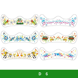 World Cup Watching Fan Face Atmosphere Decorative Sticker Waterproof Sticker, Durable Washable Luminous Football Tattoo Sticker.