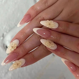 24Pcs Sweet Cool Almond Nail Set Press on Acrylic Nails 3D F.