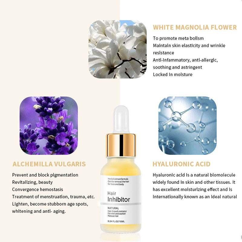 10ml Permanent Quick Hair Removal serum bottle for face and body hair reduction