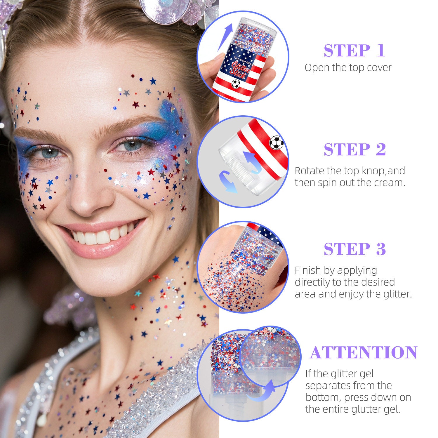 Sequin glue sticks, concert music festival glitter film beauty tools, facial makeup for sports matches, parties, and photo props.
