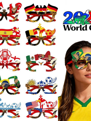 نظارات احتفالات World Cup بتصاميم أعلام دول متنوعة.